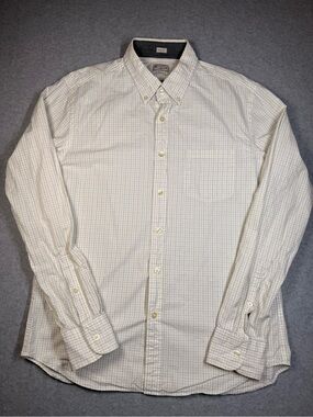 J. Crew Men's Light Ivory Check Button-Down Shirt